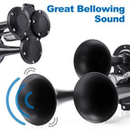 12V / 24V 600dB Car / Truck 3-Trumpet Super Loud Electric Horn, with M6 Air Nozzle and Leather Hose, TZ-311 (Black), TZ-311 (Silver)