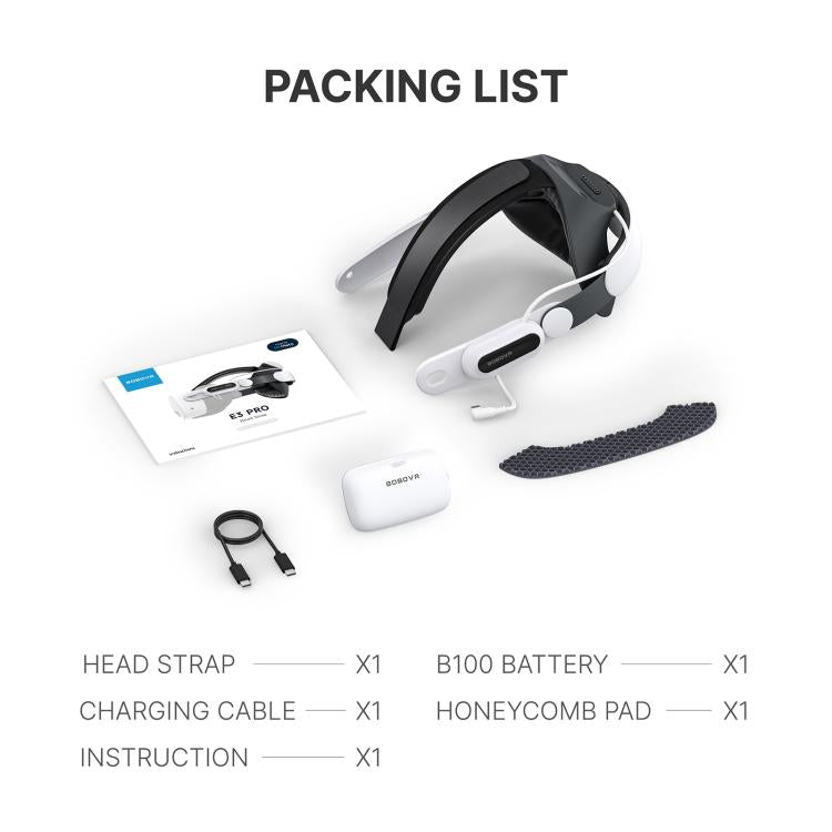 BOBOVR E3 Pro For Meta Quest 3S / 3 VR Head Strap with B100 Battery Cell, E3 Pro
