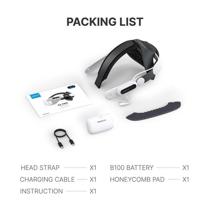 BOBOVR E3 Pro For Meta Quest 3S / 3 VR Head Strap with B100 Battery Cell, E3 Pro