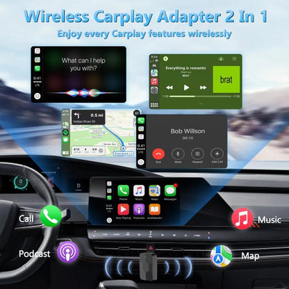2 in 1 USB Wired to Wireless Car CarPlay / Android Auto Box Adapter