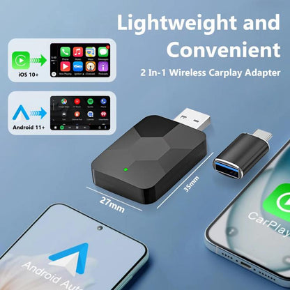 2 in 1 USB Wired to Wireless Car CarPlay / Android Auto Box Adapter