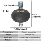 BEXIN FT-13 3/8 Screw Rubber Feet Pads Tripod Anti-Slip Foot Pad, FT-13