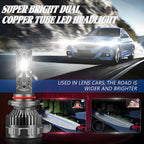 2pcs/Pack 50W 6000LM 6000K Car Double Copper Tube LED Headlight Bulb, 9005, 9006, H1, H4, H7, H11