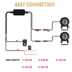 30W 3000LM 6000K Motorcycle Dual Lens LED Spotlight with Control Cable Set