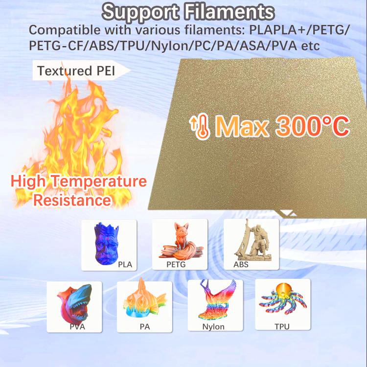 3D Printer Build Plate Spring Steel Sheet For ANYCUBIC 268x256mm, Gold / PEI Coating, Black / PEI Coating, PEI Coating + PET Carbon Fiber Film, PEI Coating + PEO Diamond Film, PEI Coating + PEY Starry Film, PEI Coating + PEI Film                       ...