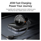 ROCK H30 45W USB-A Type-C Ports Car Charger with Retractable Type-C Cable, H30