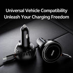ROCK H30 45W USB-A Type-C Ports Car Charger with Retractable Type-C Cable, H30