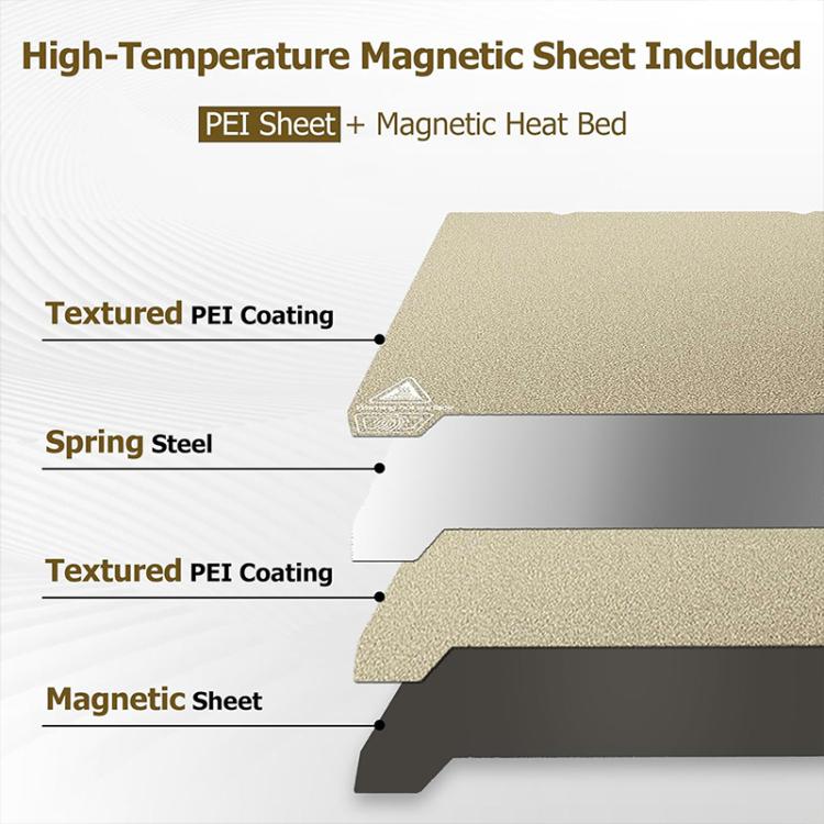 3D Printer Build Plate Spring Steel Sheet For Creality K2 Plus, Gold / Single-sided PEI Coating, Black / Single-sided PEI Coating, Gold / Double-sided PEI Coating, Black / Double-sided PEI Coating