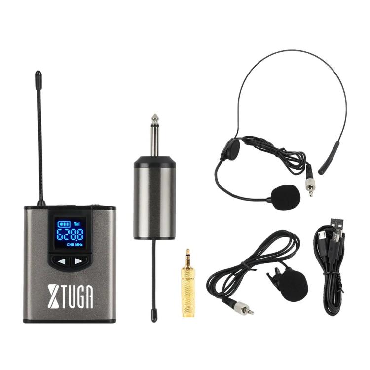 XTUGA  A1 UHF Wireless Headset Lavalier Microphone System with Bodypack Transmitter, A1
