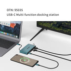 Onten 6 in 1 USB-C Multi-function Docking Station, HDTV+VGA+RJ45 Gigabit +USB-C Data +USB-C PD 3.0+USB 3.0, 9503S