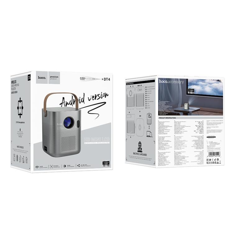 hoco DT4 1280x720P 190ANSI Smart Full Autofocus Projector Android Version, EU Plug, UK Plug