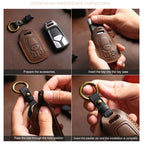 For Honda Odyssey 2024 Hallmo Crazy Horse Cowhide Car Key Protection Cover, For Honda Odyssey 2024 2-button, For Honda Odyssey 2024 5-button, For Honda Odyssey 2024 6-button