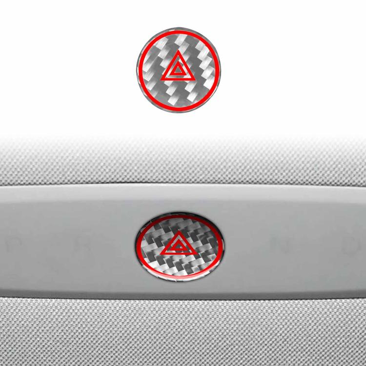 For Tesla Model 3 2023- Carbon Fiber Car Emergency Light Button with Label Decorative Sticker, Car Emergency Light Button, Car Emergency Light Button with Label