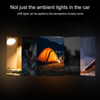 4pcs Car USB LED Atmosphere Light, White Light, Blue Light, Red Light, Ice Blue Light