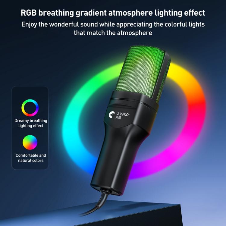 Yanmai SF-777R RGB Light Desktop Noise Reduction Microphone with Anti-spray Net, SF-777R