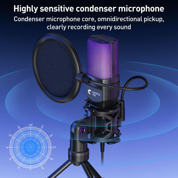 Yanmai SF-777R RGB Light Desktop Noise Reduction Microphone with Anti-spray Net, SF-777R