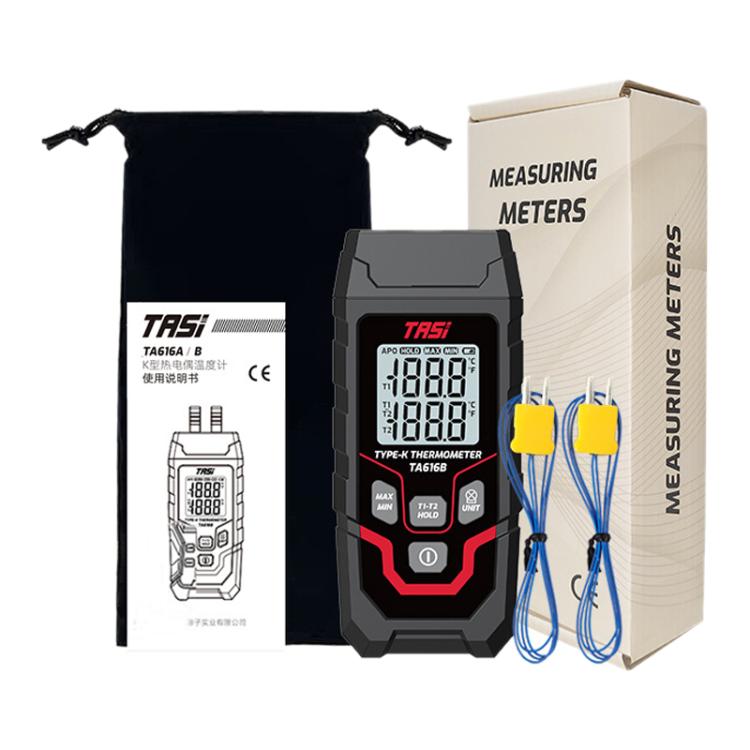 TRSI TA616B Industrial Handheld K-Type Thermocouple Thermometer, Dual Channel, Basic Version, TA616B