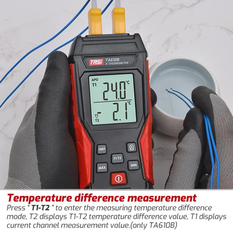 TRSI TA616B Industrial Handheld K-Type Thermocouple Thermometer, Dual Channel, Basic Version, TA616B