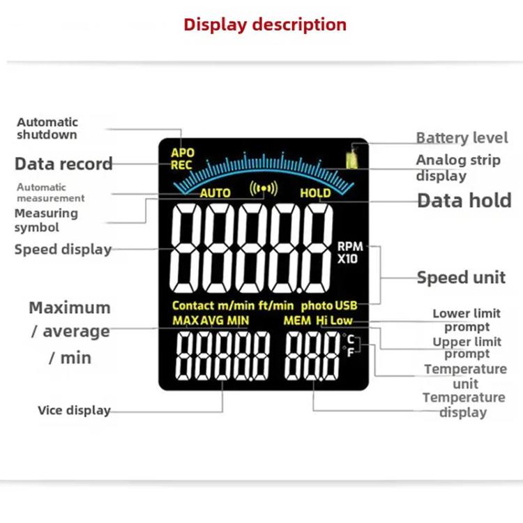 Portable Measuring Speed Meter Digital Display Laser Tachometer, TASI Non-contact, TASI Contact, TASI Contact and Non-contact Dual Use