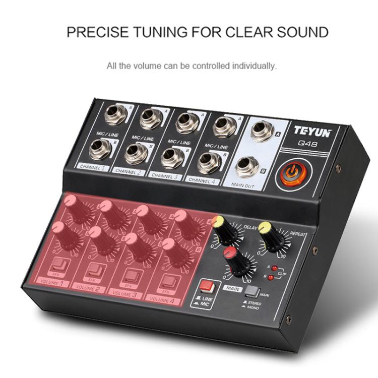 TEYUN Q48 8-Channels Microphone Audio Mixer, Q48