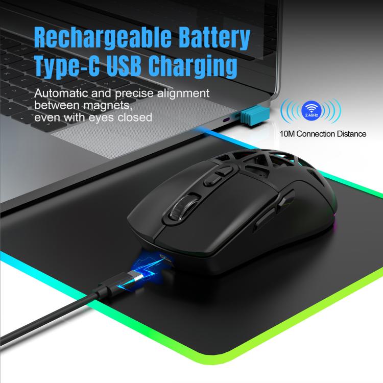 HXSJ T26 Dual Modes 2.4G BT5.1 Rechargeable Wireless Mouse, T26