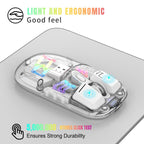 HXSJ T200 Dual Modes 2.4G BT5.0 Transparent RGB Wireless Mouse, T200