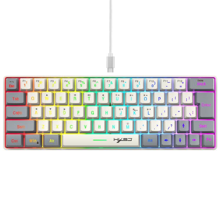HXSJ V400 Wired Color Matching RGB Backlit Membrane Keyboard 63 Key Caps, Cable Length: 1.7m, V400 Beige + Grey, V400 Grey + Beige, V400 Beige + Grey + Orange, V400 Grey + Beige + Orange
