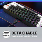 HXSJ V700WB Wired RGB Backlit Membrane Keyboard 61 Key Caps, Cable Length: 1.7m, V700WB