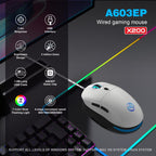 HXSJ X200 3600DPI Colorful Luminous Wired Mouse, Cable Length: 1.5m, X200 Black, X200 White