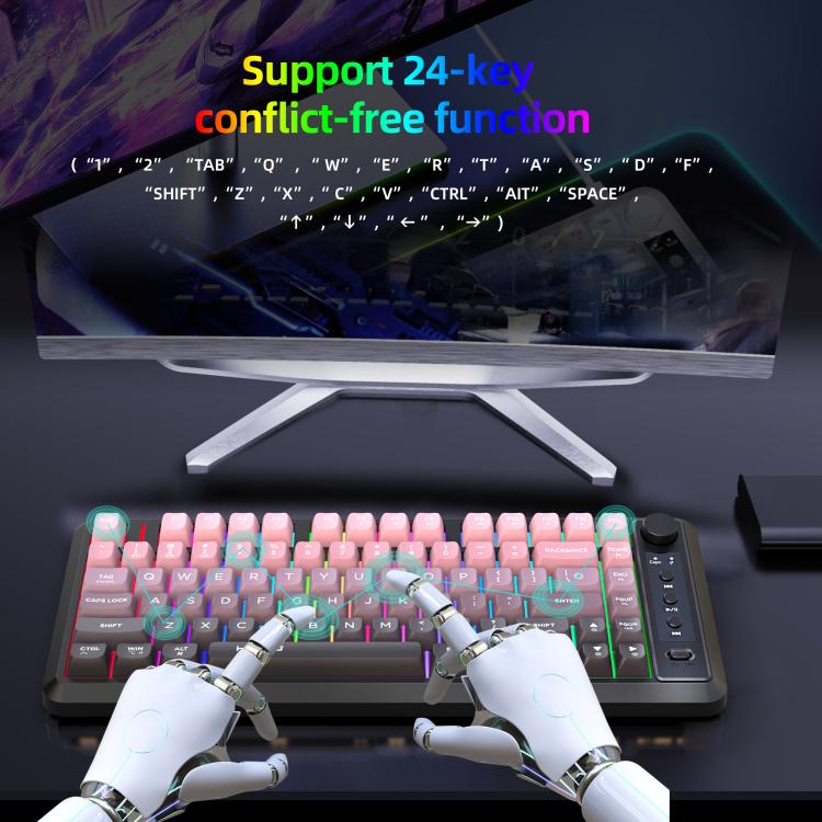 HXSJ L400 Three-mode Wireless RGB Light Thin Film 81 Keys Keyboard