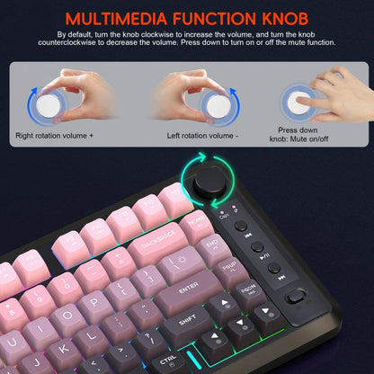 HXSJ L400 Three-mode Wireless RGB Light Thin Film 81 Keys Keyboard