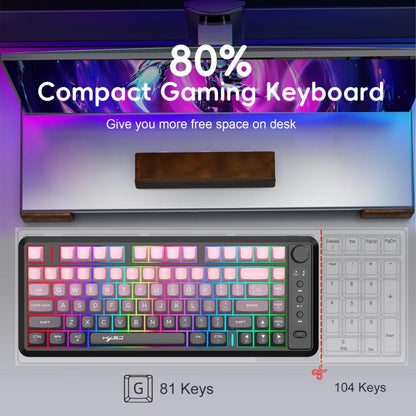 HXSJ L400 Three-mode Wireless RGB Light Thin Film 81 Keys Keyboard
