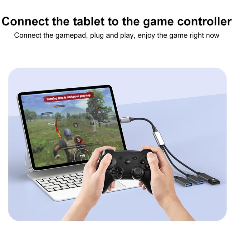 3 in 1 OTG Expander Splitter Dock Station, USB-A to USB-A, USB-C / Type-C to USB-A