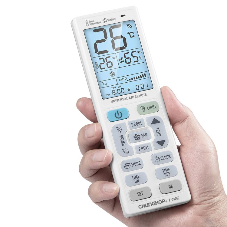CHUNGHOP K-3308E Universal Air Conditioner Remote Control with Flashlight and LCD Backlight, K-3308E