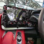 Forged Gold Foil Carbon Fiber Car Central Control Screen Frame Decorative Sticker for Chevrolet Corvette C8 2020-, Right Driver, Central Control Screen Frame, Right Driver