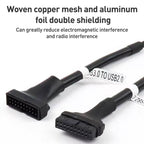 2pcs Computer Motherboard USB3.0 Adapter Cable, 20 Pin Male to 9 Pin Female, 9 Pin Male to 20 Pin Female