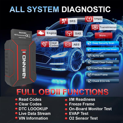 KONNWEI MAXOBD Full Car System Scanner OBD2 Diagnostic Tool Code Read, MAXOBD
