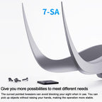 MEGA-IEDA High Hard Non-magnetic Stainless Steel Repair Tweezers, Long Tip, Short Tip, Curved Tip