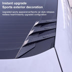 1 Pair Car Rear Windshield Air Cent Shark Fin Decorative Sticker, Carbon Pattern, Bright Black