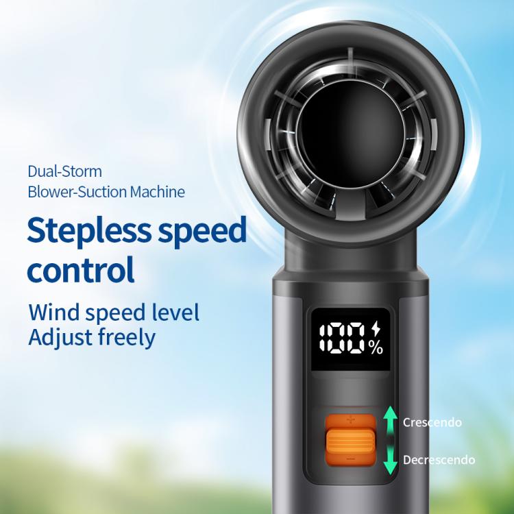 F1 Stepless Speed High-Power Turbo Handheld Fan, Dark Grey