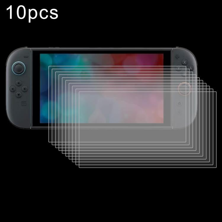 10pcs 0.26mm 9H 2.5D Tempered Glass Film, For Nintendo Switch 2 (10 PCS)