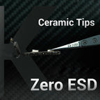 2uul TW32 Black K Flat Tip ESD-Safe Ceramic Tweezers, 2uul TW32