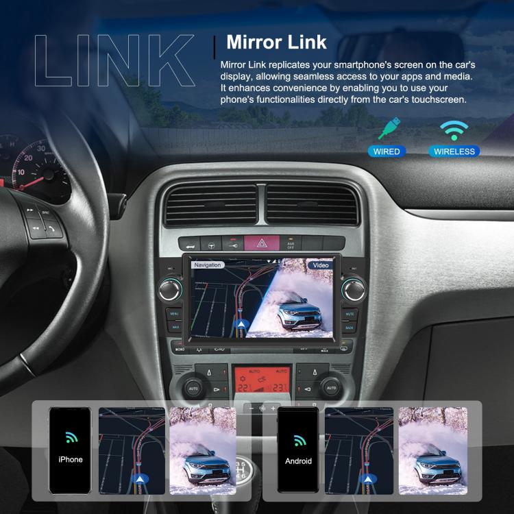 For Fiat Punto 2005-2009 Android 15 7 inch 4G+64G Car Central Control Audio Video Navigation, Standard, Standard+AHD+Microphone