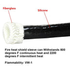 Silicone Fiberglass Fireproof Heat Shield Protective Sleeve Car Line Insulation Protection Cover, 1m Length, 10mm, 12mm, 16mm, 19mm
