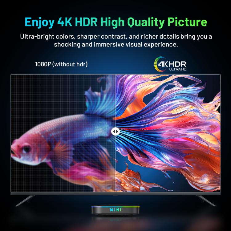 HK1 K8MINI 4K UHD Android 14 Smart TV Box with Remote Control, RK3518 Quad-Core, 2GB+16GB, 2GB+32GB