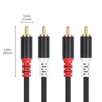 2 RCA Male to 2 RCA Male Audio Cable, 1m, 2m, 3m, 5m, 7.6m
