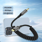 DOONJIEY DJUSB510GR 80Gbps Type-C 16K HD Projection Spring Conversion Cable, DJUSB510GR