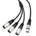 3-Way Splitter Audio Cable, Length: 60cm, XLR Female to 3 XLR Male, XLR Male to 3 XLR Female