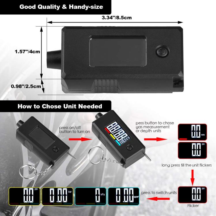 Car Digital Tire Pressure Gauge and Tire Tread Depth Gauge