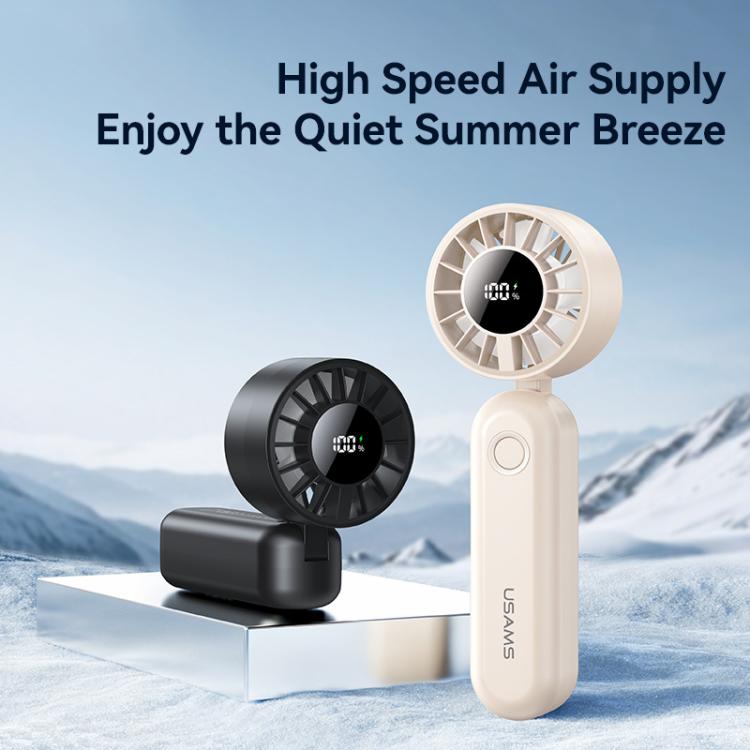 USAMS ZB352 Digital Display Folding Handheld Mini Fan, ZB352 (Black), ZB352 (Beige)